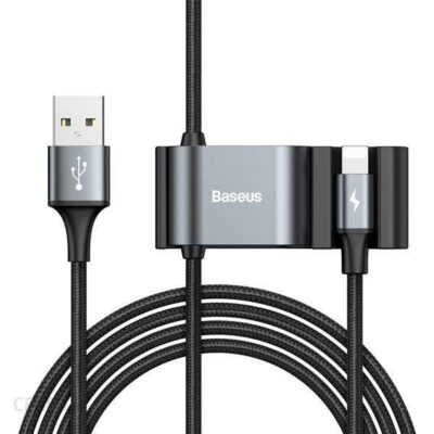 Baseus Kabel adapter Usb - Lightning + 2x Usb Hub Szary (CALHZ-01)