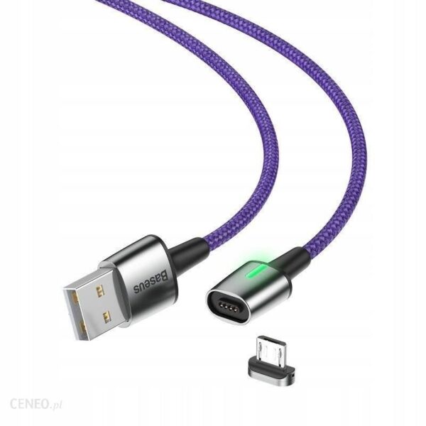 Baseus Kabel magnetyczny Zinc Micro-USB 2.4A 100cm fioletowy (02126)