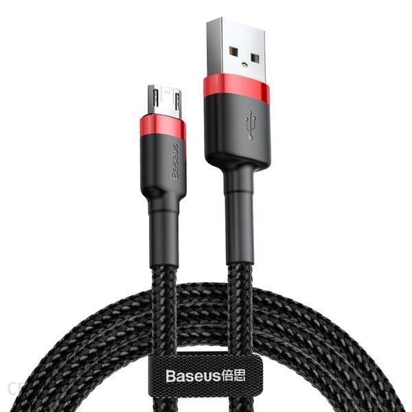 Baseus Kabel nylonowy Cafule Micro-USB 2.4A 100cm czarny/czerwony (02076)