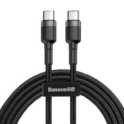 Baseus Kabel Usb-C Pd/Usb-C Pd Nylonowy Czarno-Szary (CATKLF-HG1)