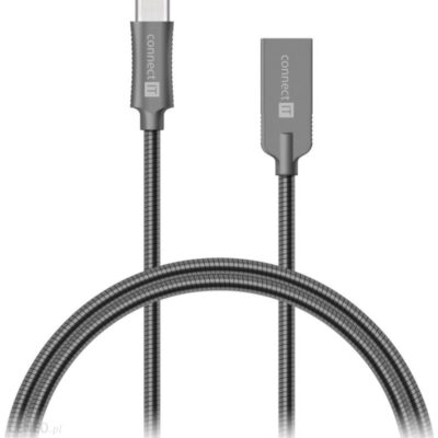 Connect IT Wirez Steel Knight USB-C/ USB-A Ciemnoszary 1m