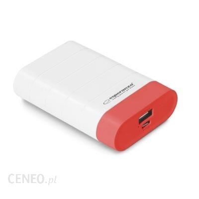 Powerbank Esperanza 4800mAh Biały/Czerwony (EMP110WR)