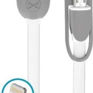 Forever Kabel 2w1 micro-USB + iPhone 8-PIN silikonowy biały 1m 1