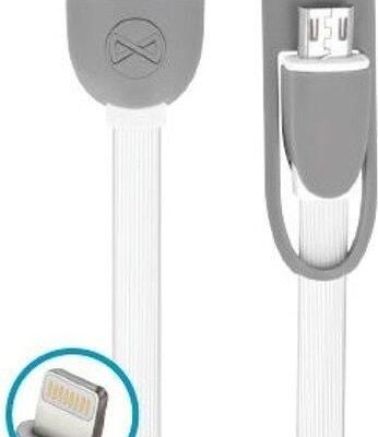 Forever Kabel 2w1 micro-USB + iPhone 8-PIN silikonowy biały 1m 1