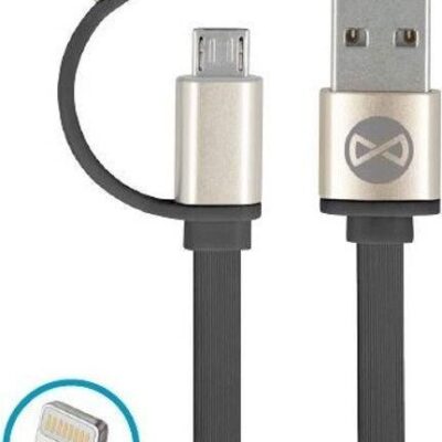 Forever Kabel 2w1 micro USB + lightning iPhone metalowy 1m (GSM032487)