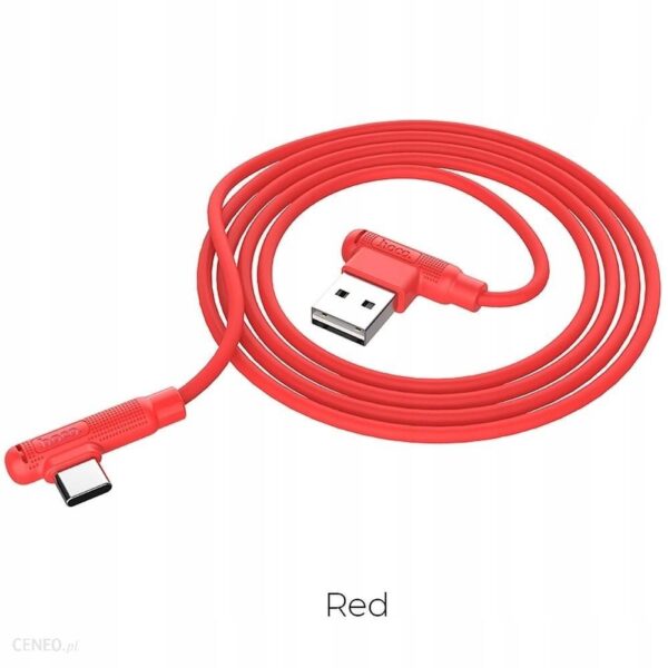 Hoco X46 kabel Usb - Typ C kąt 90 stopni Pleasure Silicon 1m Czerwony