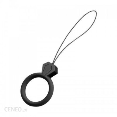 Hurtel Silikonowa smycz do telefonu zawieszka diament ring na palec czarny