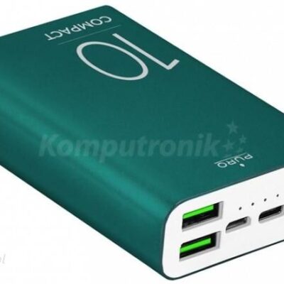 Powerbank Puro Compact 10000mAh 2xUSB-A USB-C Zielony (FCBB100P7DKGRN)