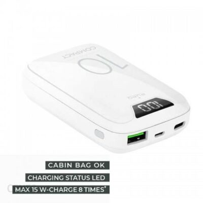 Powerbank Puro Compact Power 10000Mah Usba Usbc 15W Biały
