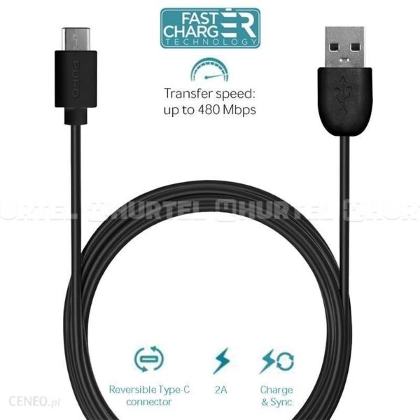 puro Type-C Charge Sync Cable Kabel USB-C na USB-A 2.0 do ładowania & synchronizacji danych