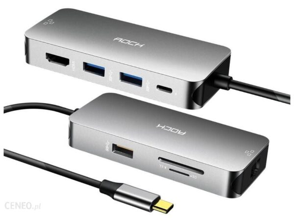 ROCK HUB Adapter USB-C HDMI 4K SD RJ45 MacBook Pro (046)