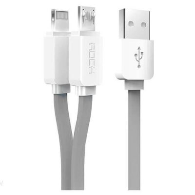 ROCK Kabel 2w1 Lightning & Micro USB 100cm szary