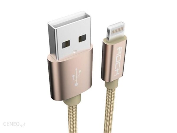 ROCK Kabel USB Lightning Nylonowy do iPhone 180cm złoty (553)