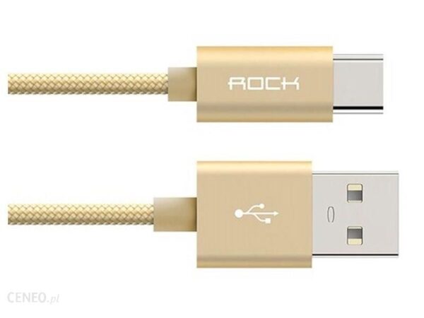 ROCK Kabel USB USB-C Typ C Nylonowy 200cm złoty