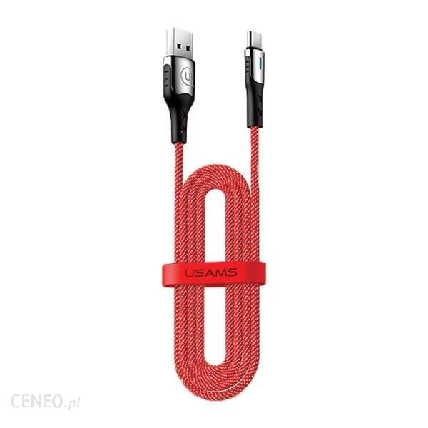 USAMS Kabel pleciony U27 USB-C 5A Flash Charge czerwony 1