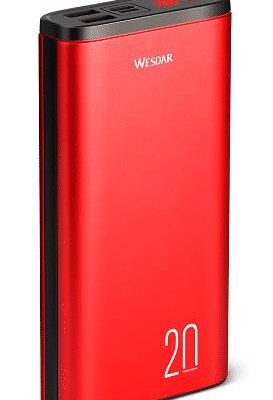 Powerbank Wesdar 20000Mah 2X Usb 1X Micro Usb Typ-C Led M555024 Czerwony