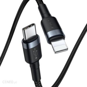 BASEUS Kabel USB-C Lightning Cafule 1m Czarny (CATLKLF-G1)