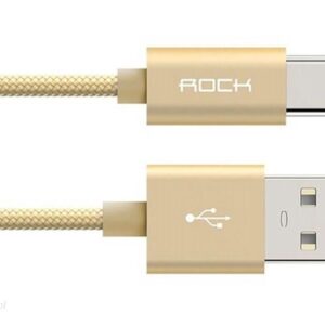ROCK Kabel USB USB-C Typ C Nylonowy 200cm złoty