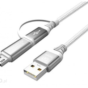 VIGGO DESIGN kabel USB TYPE-C Z ADAPTEREM USB MICRO 1m Srebrny (356413)