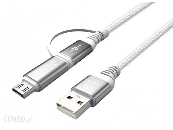 VIGGO DESIGN kabel USB TYPE-C Z ADAPTEREM USB MICRO 1m Srebrny (356413)